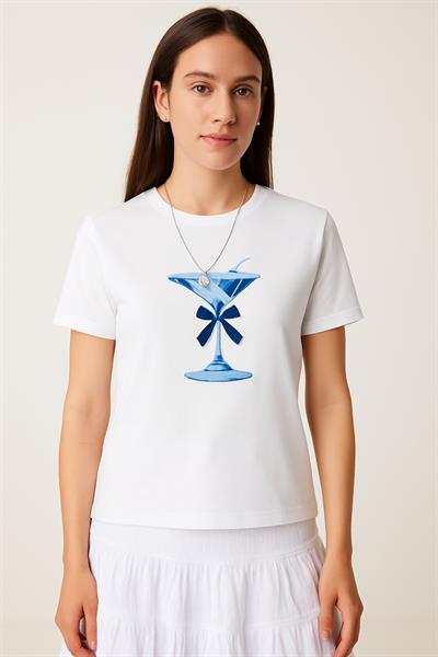 Kurdele Detay Baskılı Tshirt