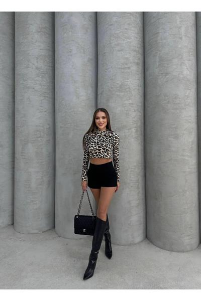 Leopar Crop Bluz
