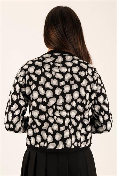 Leopar Desen Crop Hırka