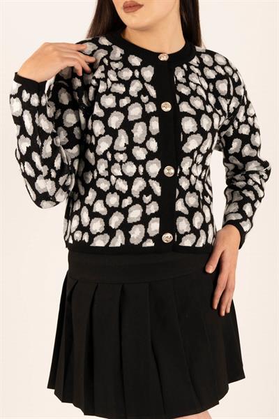 Leopar Desen Crop Hırka