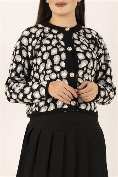 Leopar Desen Crop Hırka