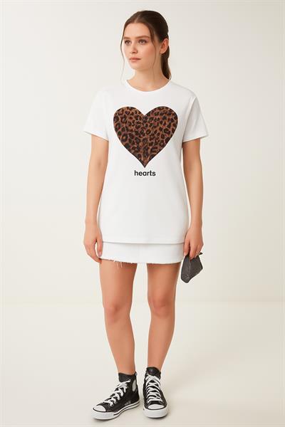 Leopar Desen Kalpli Salaş Tshirt