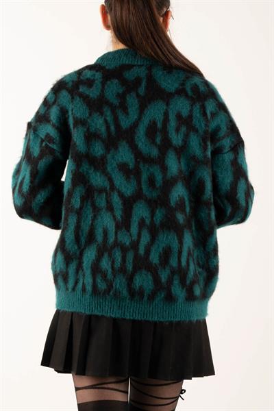 Leopar Desen Triko Kazak