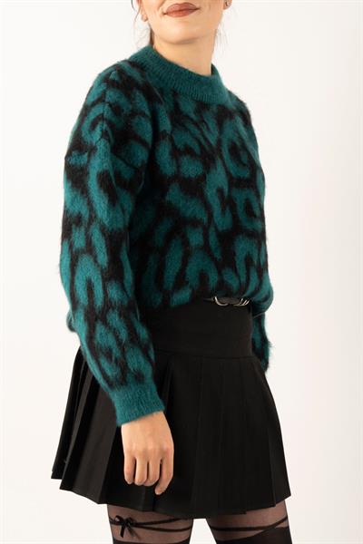 Leopar Desen Triko Kazak