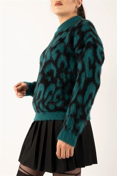 Leopar Desen Triko Kazak