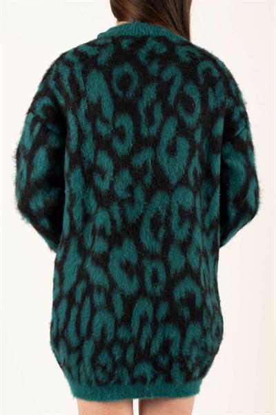 Leopar Desen Triko Tunik