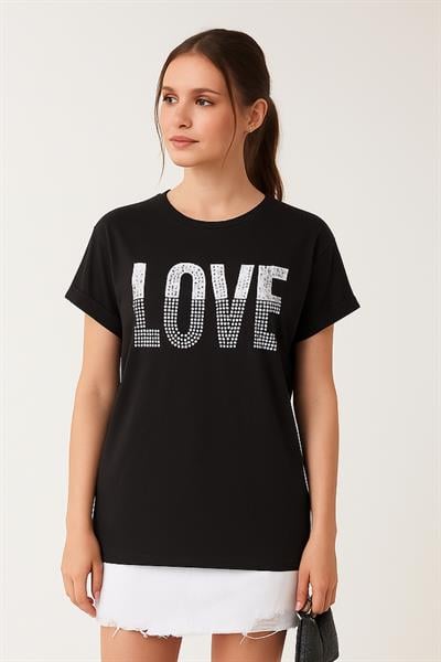 Love Baskılı Salaş Tshirt
