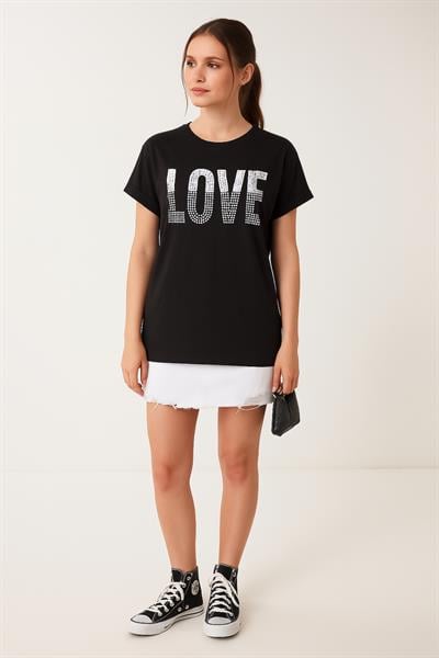 Love Baskılı Salaş Tshirt