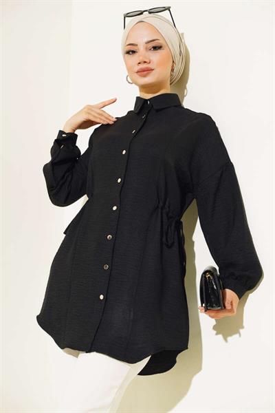 Metal Düğmeli Yanı Bağlamalı Tunik