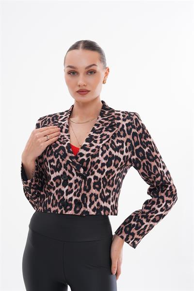 Midi Boy Leopar Desen Ceket