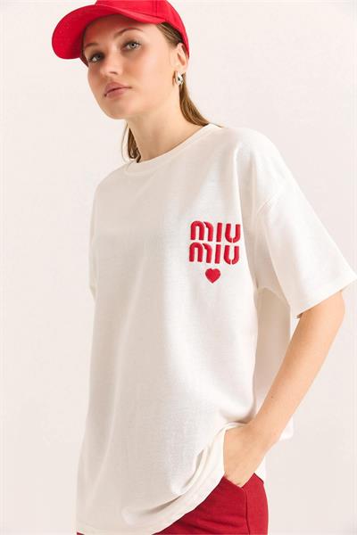 Nakış Detaylı 2 İp Tshirt