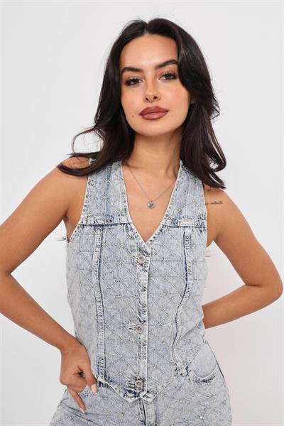 Nakışlı Taşlı Yelek