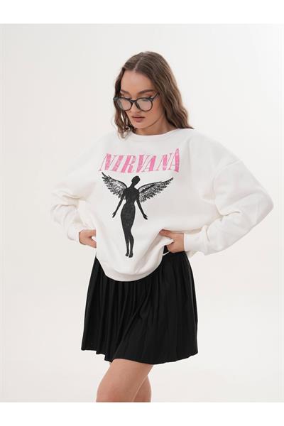 Nirvana Baskılı Oversize Sweatshirt