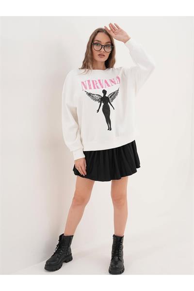 Nirvana Baskılı Oversize Sweatshirt