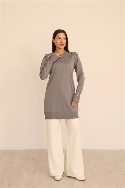 Omzu Düğme Polyelit Tunik