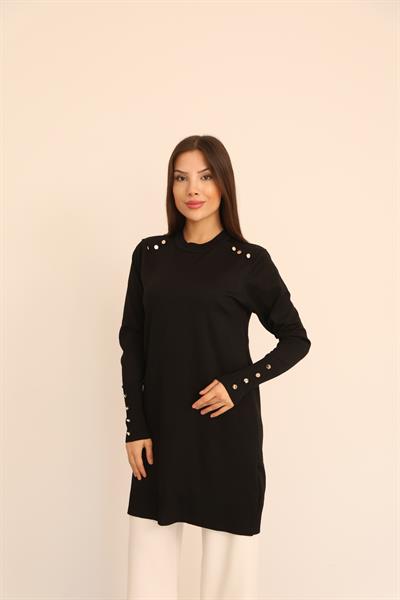 Omzu Düğme Polyelit Tunik
