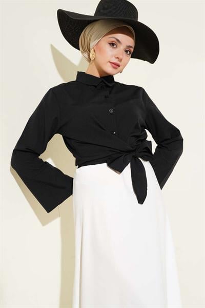 Önden Bağlamalı Kısa Gömlek