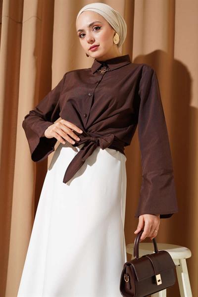 Önden Bağlamalı Kısa Gömlek