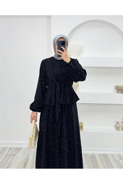 Önden Bağlamalı Taşlı Etekli Takım