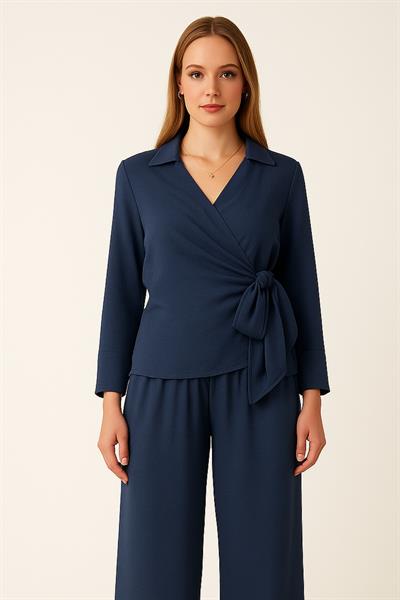 Önü Bağlamalı Gömlek Pantolon İkili Takım