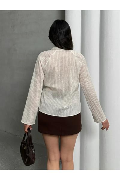 Önü Bağlamalı Keten Bluz