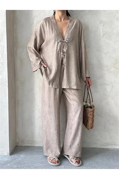 Önü Bağlamalı Kimono Pantolon İkili Takım