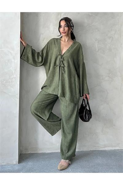 Önü Bağlamalı Kimono Pantolon İkili Takım