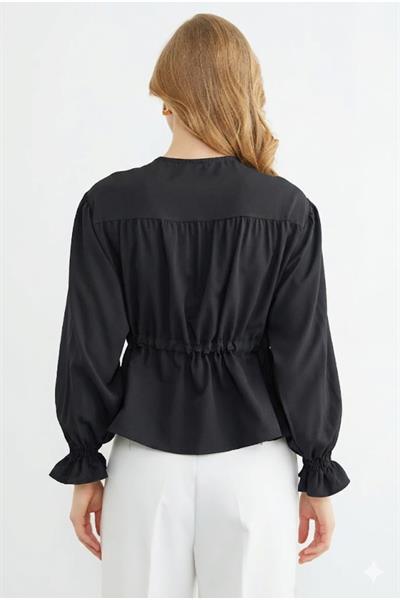 Önü Bağlamalı Kolu Gipeli Gömlek