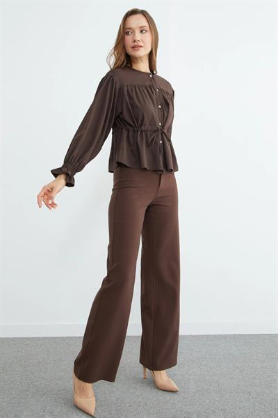 Önü Bağlamalı Kolu Gipeli Gömlek