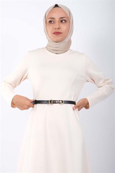 Önü Fiyonk Detaylı Scuba Elbise