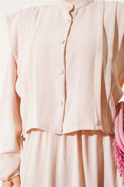 Önü Pile Detaylı Bolerolu Elbise