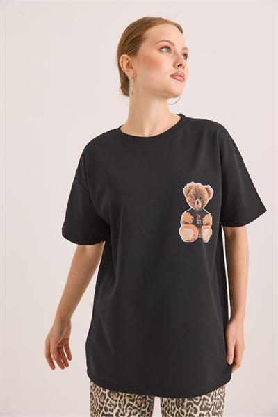 Önü ve Arkası Ayıcık Baskılı Tshirt