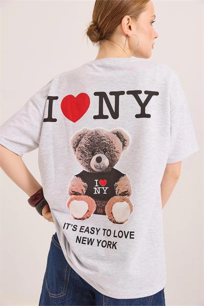 Önü ve Arkası Ayıcık Baskılı Tshirt