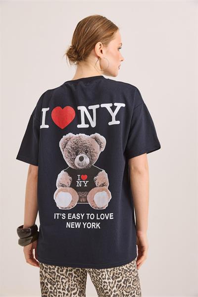 Önü ve Arkası Ayıcık Baskılı Tshirt