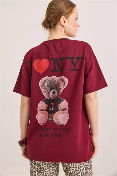 Önü ve Arkası Ayıcık Baskılı Tshirt
