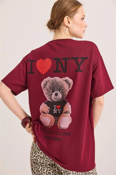 Önü ve Arkası Ayıcık Baskılı Tshirt