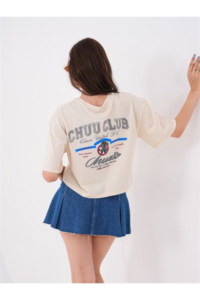 Önü ve Arkası Baskılı Crop Tshirt