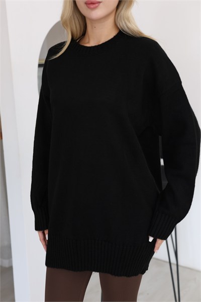 Oversize Ribanalı Triko Tunik