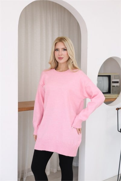Oversize Ribanalı Triko Tunik