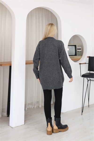 Oversize Ribanalı Triko Tunik