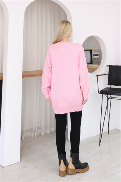 Oversize Ribanalı Triko Tunik