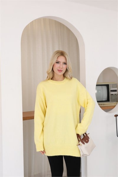 Oversize Ribanalı Triko Tunik