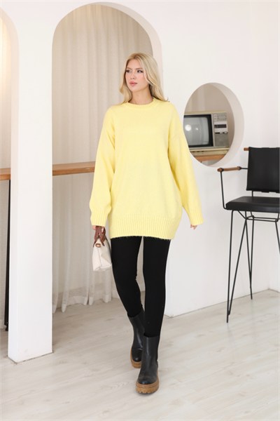 Oversize Ribanalı Triko Tunik