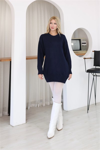 Oversize Ribanalı Triko Tunik