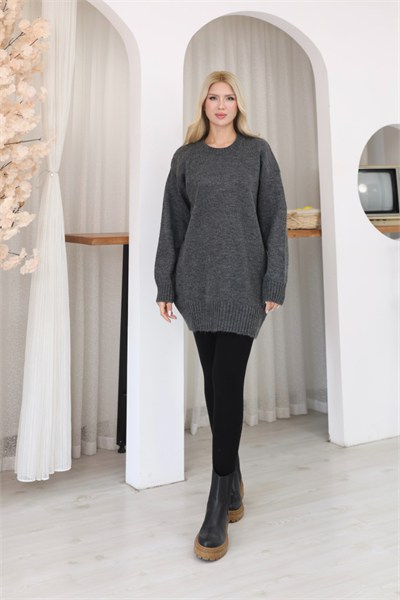 Oversize Ribanalı Triko Tunik