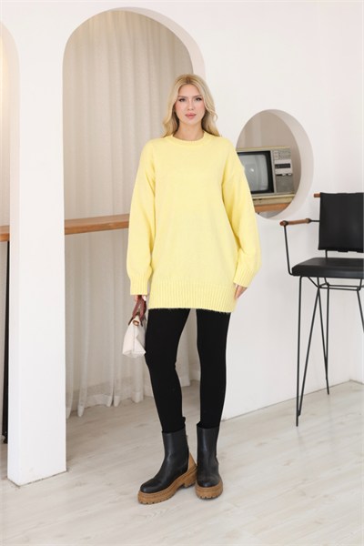 Oversize Ribanalı Triko Tunik