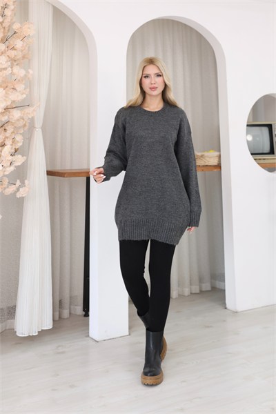 Oversize Ribanalı Triko Tunik