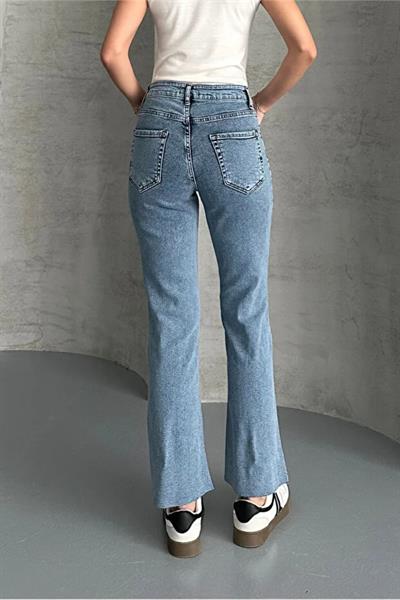 Paça Kesik Likralı Mom Jeans Pantolon