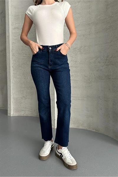 Paça Kesik Likralı Mom Jeans Pantolon