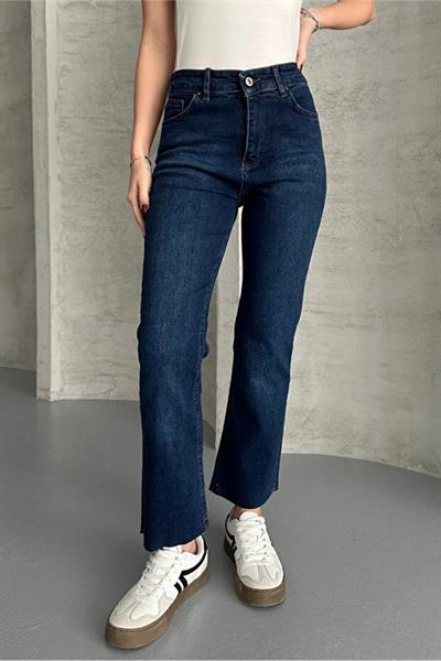 Paça Kesik Likralı Mom Jeans Pantolon